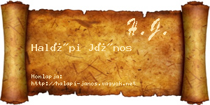 Halápi János névjegykártya